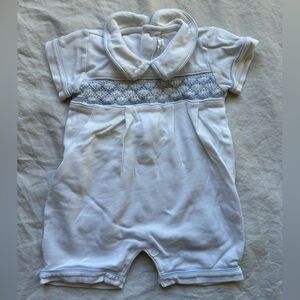 Babycottons White Romper with Blue Detailing
